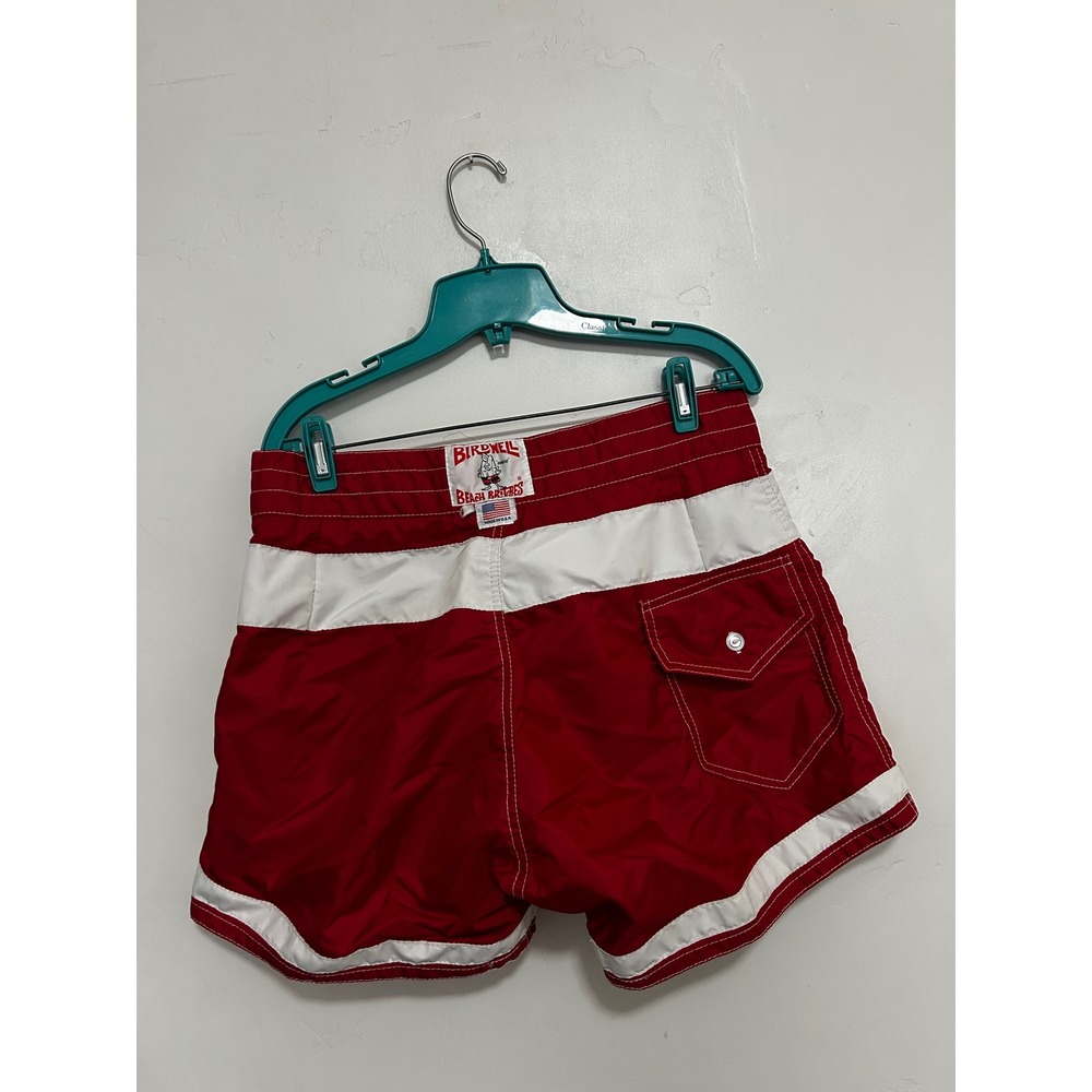 Birdwell Beach Britches Mens Red White Striped Board Shorts Size 32 Made in USA